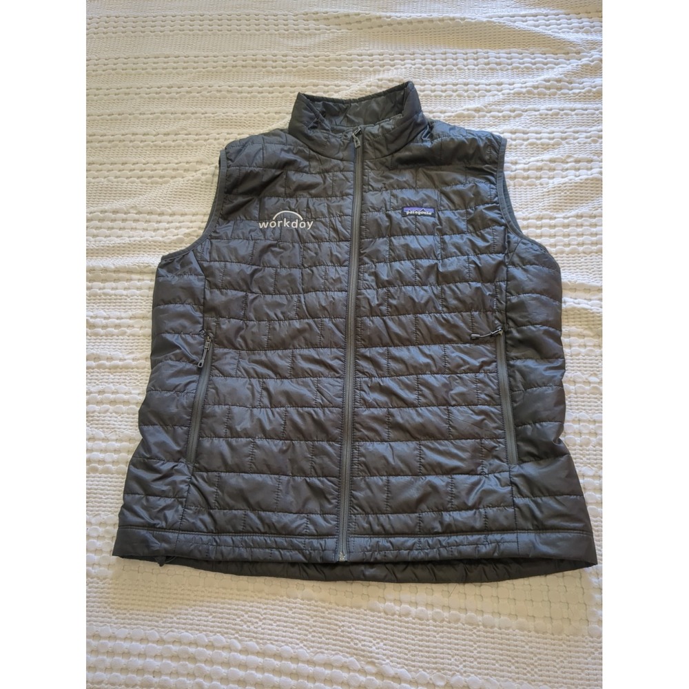 Patagonia Nano Puff Puffer Vest Gray Size Large Men's Company Logo Full Zip